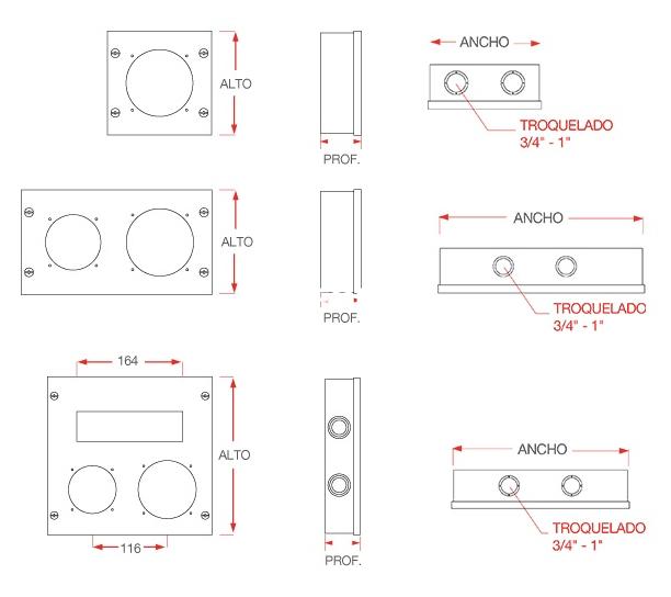 GABINETE P/TOMAS INDUSTRIALES 140X250X55 2-16A 