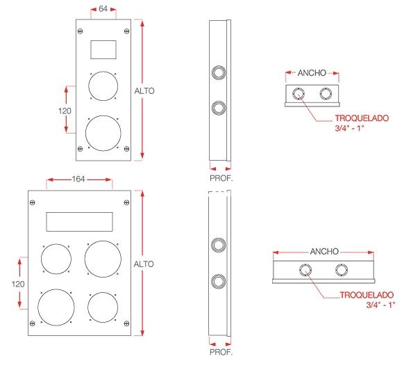 GABINETE P/TOMAS INDUSTRIALES 140X250X55 2-16A 