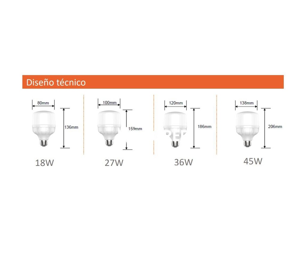 Lampara LEDs  18W BLF 220V HW E27