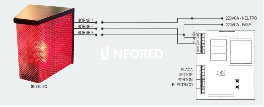 Semáforo LED 220 VCA, accionamiento con 3 cables