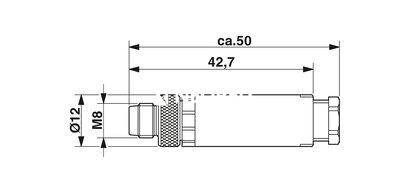 Conector, 4-polos, Conector macho recto M8, codificado A, Conexión por tornillo, material de moleteado: Latón, niquelado, diámetro exterior del cable 3,5 mm ... 5 mm