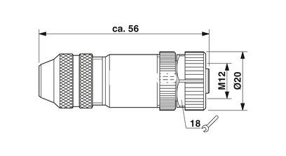 Conector para sistema de bus, 5-polos, apantallado, Hembra de conexión recto M12, codificado A, Conexión por tornillo, material de moleteado: Fundición inyectada de cinc, niquelada, prensaestopas Pg9, diámetro exterior del cable 6,5 mm ... 8,5 mm