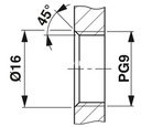 Macho de montaje incorporado para sensores/actuadores, 5 polos, M12, codificado A, montaje en paredes delanteras/montaje atornillado con rosca Pg9, posicionable, con hilo TPE de 0,5 m, 5 x 0,34 mm²