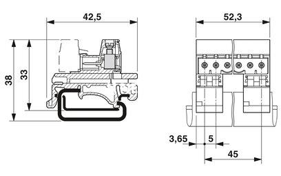 Conector para carril, corriente nominal: 12 A, tensión de dimensionamiento (III/2): 320 V, número de polos: 10, paso: 5 mm, tipo de conexión: Conexión por tornillo con cápsula de tracción, color: verde, superficie contactos: Estaño, montaje: Carril
