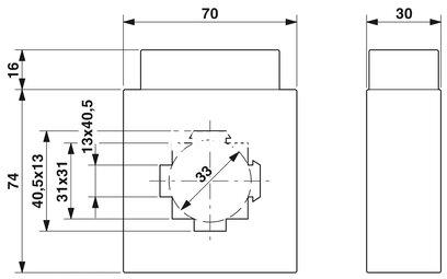 Transformador corriente de barra pasante, corriente primaria 250 A CA; corriente secundaria 5 A CA; clase de precisión 1; potencia de dimensionamiento 5 VA