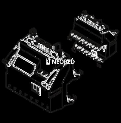 Adaptador V8 para 8 x PLC-INTERFACE (6,2 mm); Mando: Sistema de cableado PLC de tarjetas de salida; conexión 1: Conexión enchufable (Encajable en 8x bornes PLC-INTERFACE); conexión 2: 1x Conector macho IDC/FLK (14-polos); número de canales: 8; lógica de m