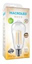 BULBO ST19 FILAMENTO MACROLED 8W E27 AC180-265V CALIDO 2700K DIMERIZABLE