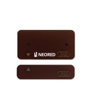 Sensor magnético inalámbrico. Extraordinario alcance de operación. Color marrón. Autoalimentado por batería propia. Muy bajo consumo.