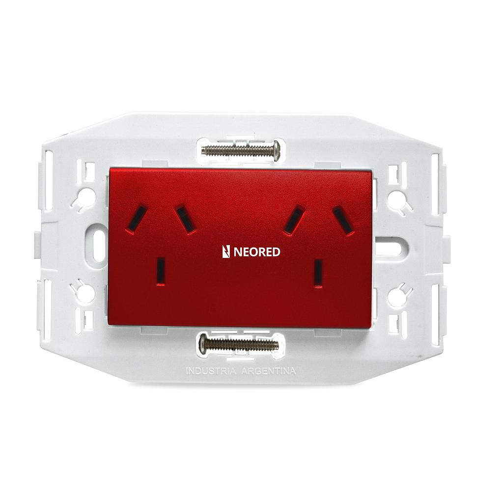 Toma doble c/bast.Incorp.negr