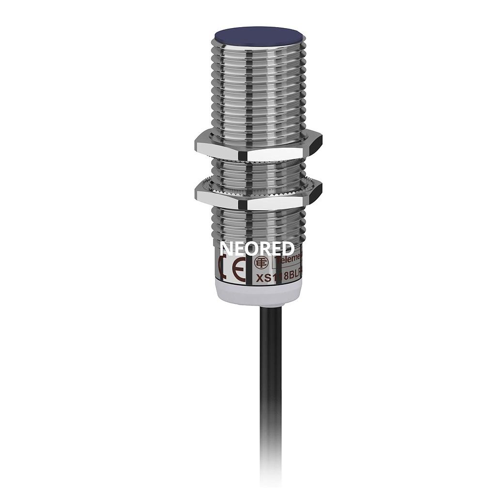Dis-Sensor Inductivo Metal M18x53mm, empotrable, Alc 5mm, NPN 1NA, 25VDC, Cable 2m