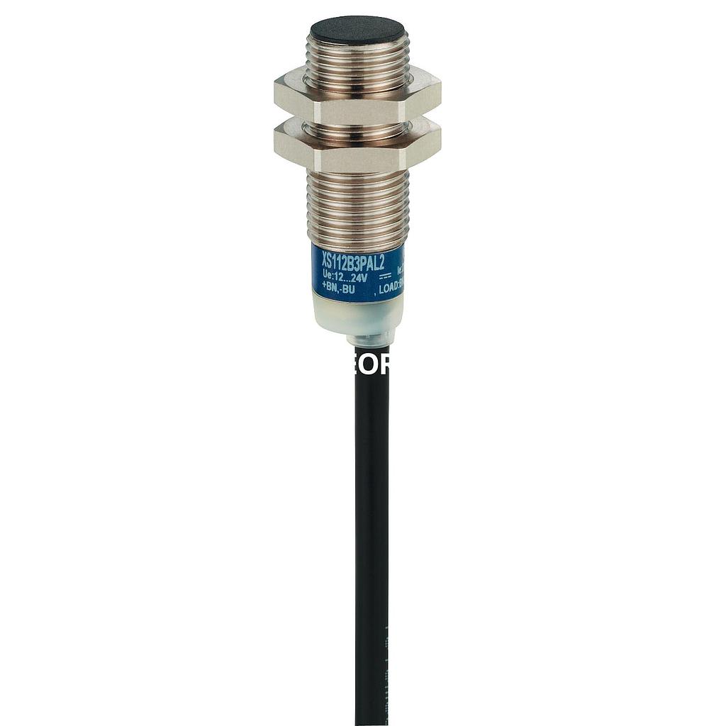 Dis-Sensor Inductivo Metal M12, empotrable, Alc 4mm, 1NA 2 hilos, 24/240VAC/DC, Cable 2m