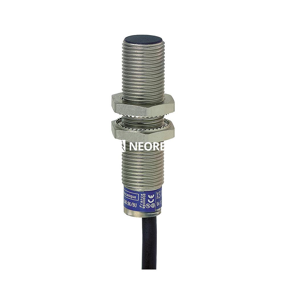 Dis-Sensor Inductivo Metal M12, empotrable, Alc 4mm, PNP 1NA, 12/48VDC, Cable 2m