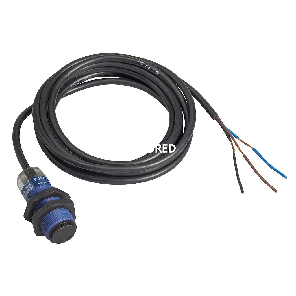 Dis-Sensor Fotoeléctrico Plástico M18, Receptor Prog, PNP 1NA/NC, 12/24 VDC, Cable 2m