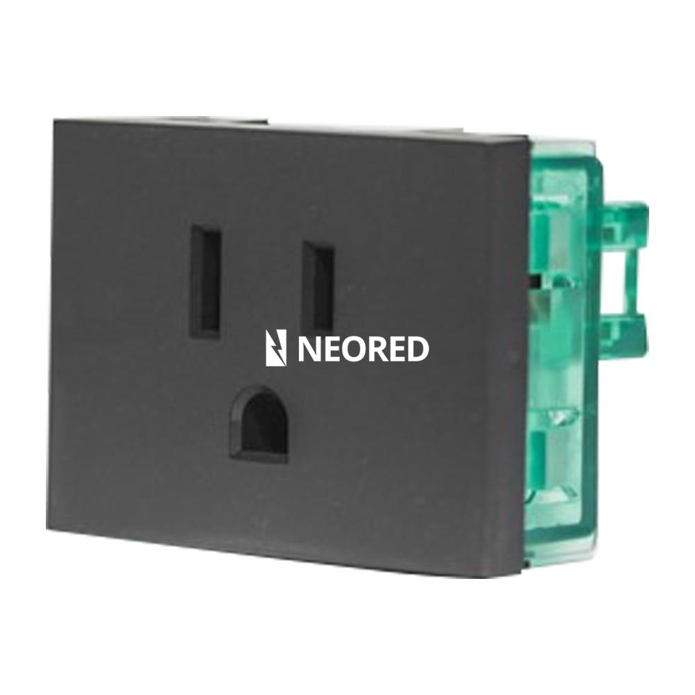 MODULO TOMA TIPO AMERICANO C/TIERRA - GRIS