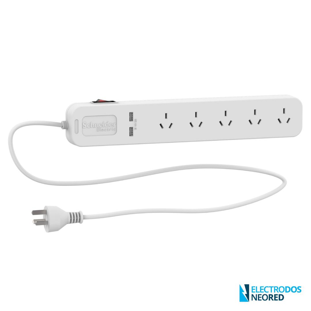 PROLONGADOR MULTIPLE 10A 250V 2 USB 3.1A 1.5MTS