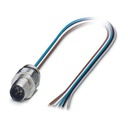 Macho de montaje incorporado para sensores/actuadores, 5 polos, M12, codificado A, montaje en paredes delanteras/montaje atornillado con rosca Pg9, posicionable, con hilo TPE de 0,5 m, 5 x 0,34 mm²