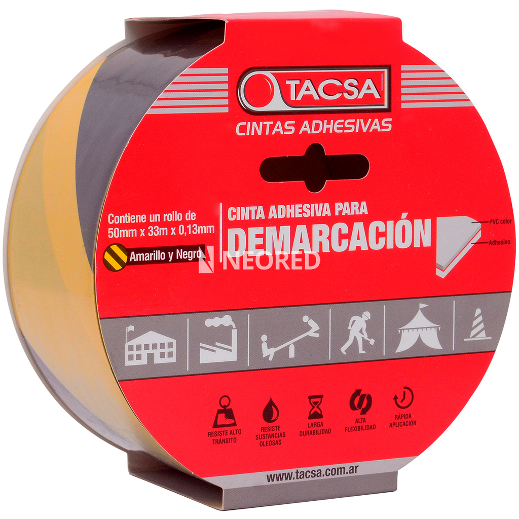 Cinta Demarcatoria 50mm x 33m x 0.13 Negra/Amarilla