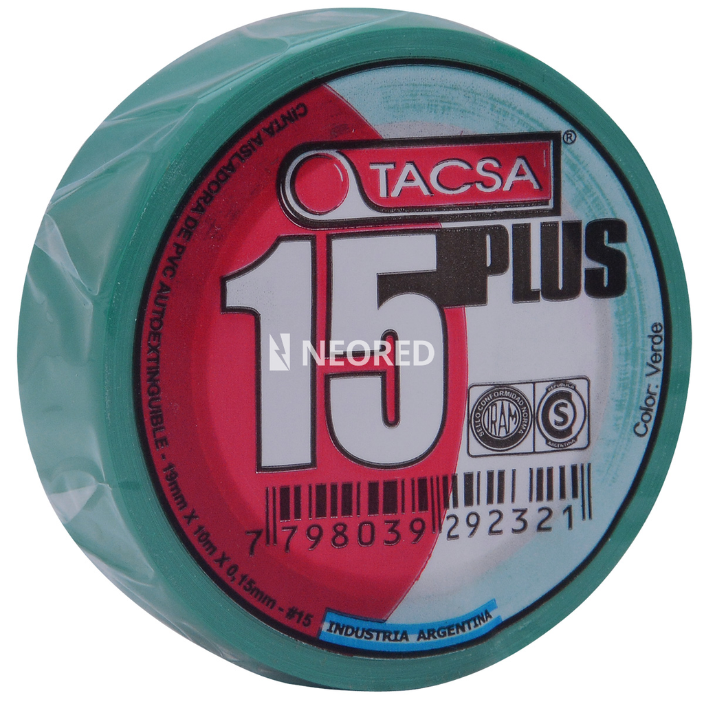 Cinta Aisladora de PVC 19mm x 10m x 0.15mm Verde