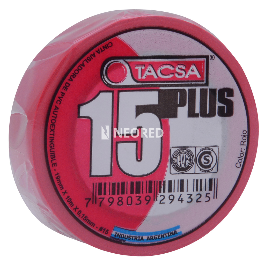 Cinta Aisladora de PVC 19mm x 10m x 0.15mm Rojo