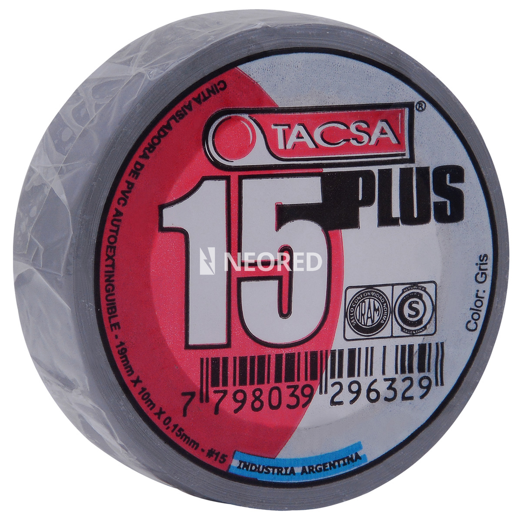Cinta Aisladora de PVC 19mm x 10m x 0.15mm Gris
