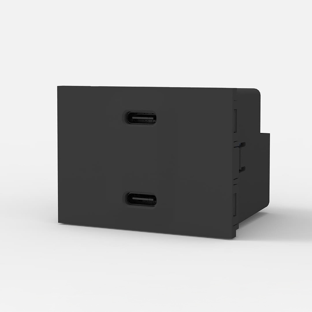 MODULO CARGADOR USB DOBLE "C" + "C" 220v GRIS 5 A.