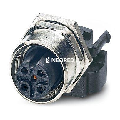 Hembra de montaje incorporado para sensores/actuadores, 5 polos, M12, codificada A, montaje en paredes posteriores/montaje atornillado, con rosca M12, protegida contra torsión, con conexión por soldadura recta