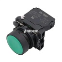 PULSADOR PLASTICO RASANTE VERDE (1 NA)