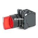 SELECTORA PLASTICA LUMINOSA ROJO 1-0-2 FIJA MANETA CORTA 1NA-1NC 220V