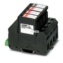 Descargador de corrientes de rayo / sobretensiones enchufable universal equipado con varistores para redes trifásicas de alimentación de corriente con N y PE separadas (sistema de 5 conductores: L1, L2, L3, N, PE) para las clases de protección contra rayo