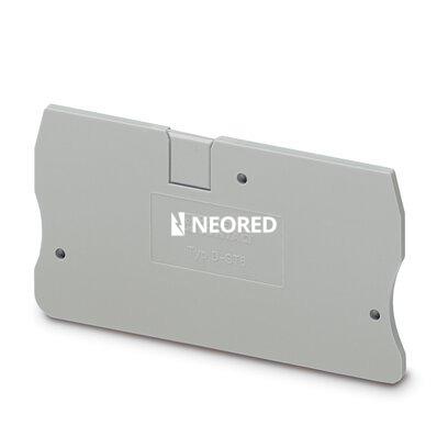 Tapa final, longitud: 69,5 mm, anchura: 2,2 mm, altura: 36 mm, color: gris