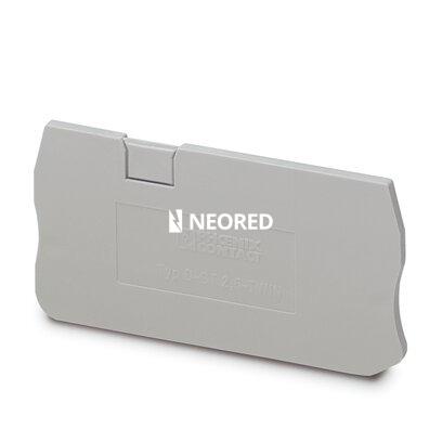 Tapa final, longitud: 60,5 mm, anchura: 2,2 mm, altura: 29 mm, color: gris