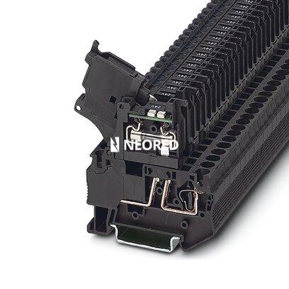 Borne para fusible con palanca, color negro, para cartuchos fusible G de 5 x 20 mm, con LED para 24 V DC