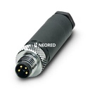 Conector, 4-polos, Conector macho recto M8, codificado A, Conexión por tornillo, material de moleteado: Latón, niquelado, diámetro exterior del cable 3,5 mm ... 5 mm