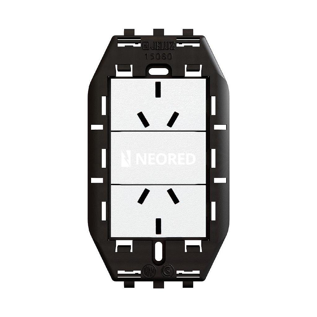 2 Tomacorrientes Bipolar + Tierra 250Vca - 10A Normalizado