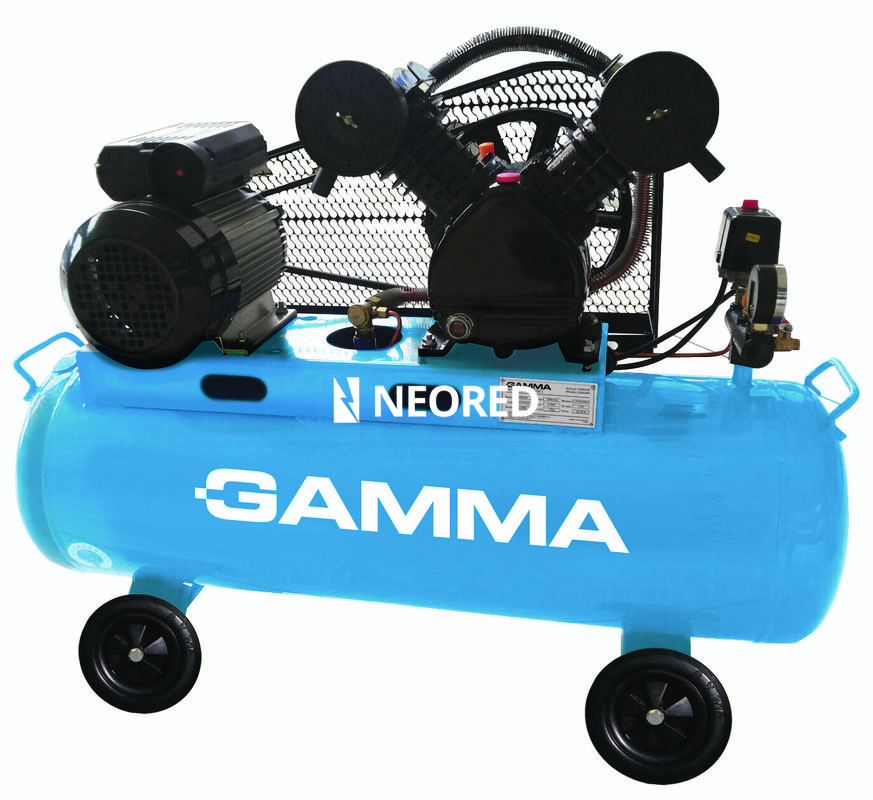 Compresor transmisión a correa  3 HP | 100 L | Monofásico | Bicilíndrico | En línea | Baja/Baja 