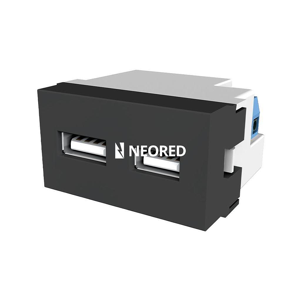 Toma USB Doble de Carga de 3A Verona Gris