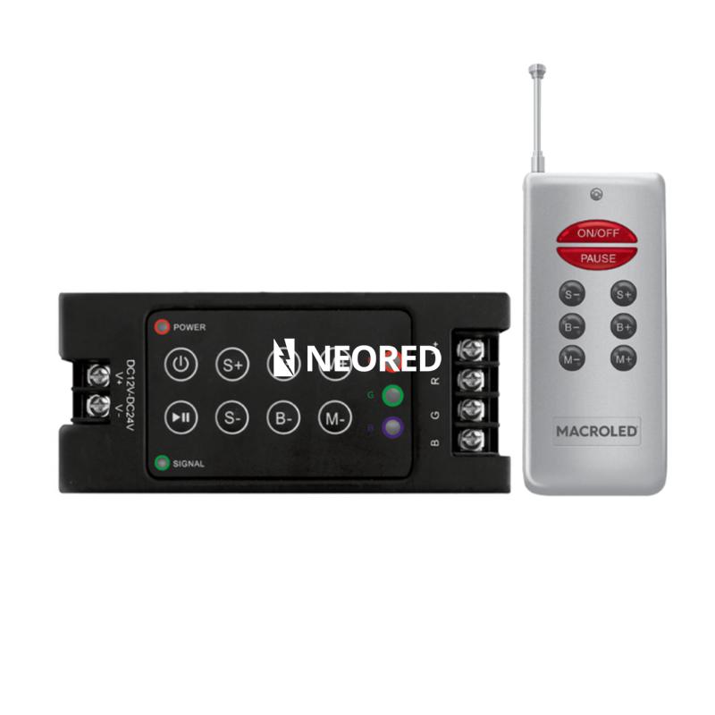 CONTROLADOR RGB RF 360W DC-12/24V BASE CON BOTONERA