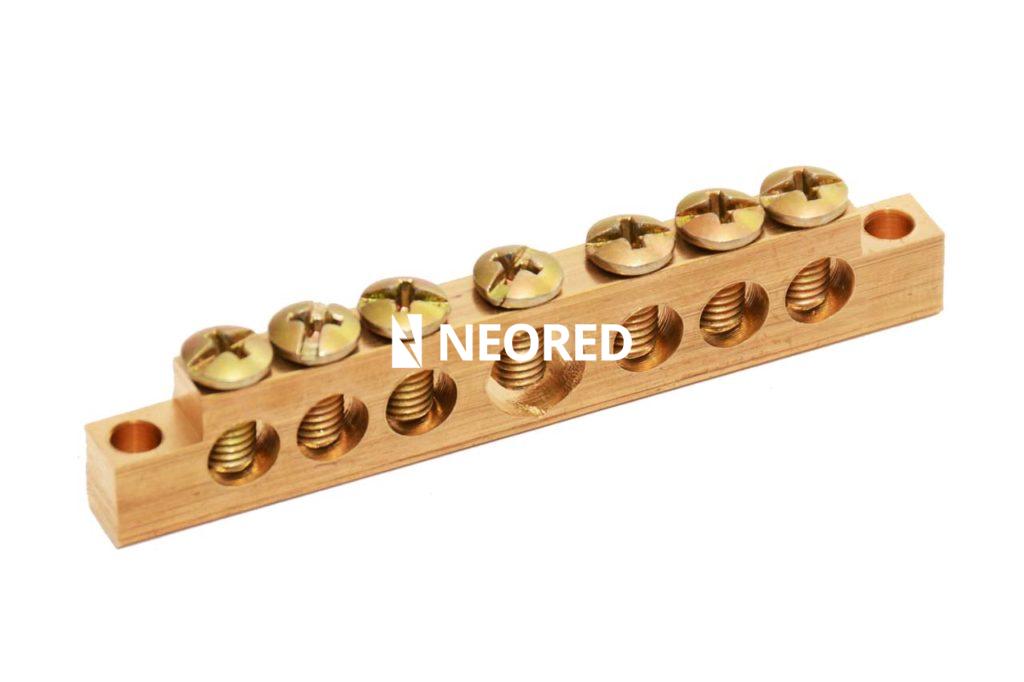 Barras colectoras de puesta a tierra 125 Amp y características 7 conexiones