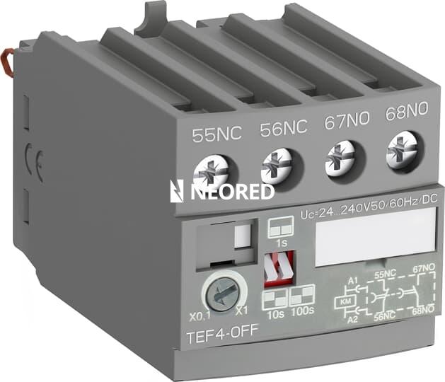 Temporizador frontal 1NA+1NC para contactor AF, reg 0,1-100 seg. off delay