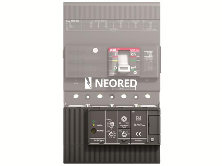 Relé diferencial tipo B temporizado interruptor XT3 tetrapolar, montaje bajo interruptor