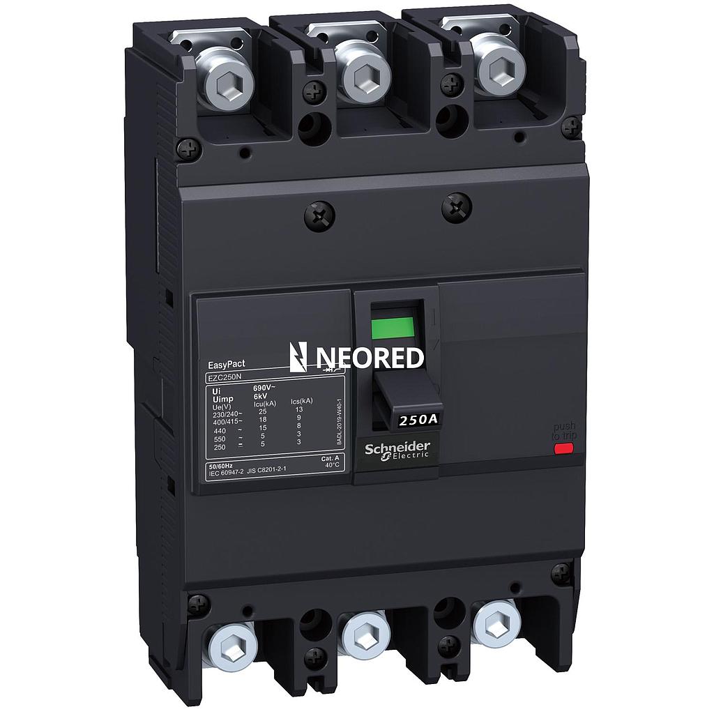 Interruptor Caja Moldeada EZC 3x250A- P Corte 36 kA con TMD125 3P3D