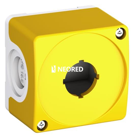 Caja amarilla, para alojar 1 pulsador de emergencia compacto