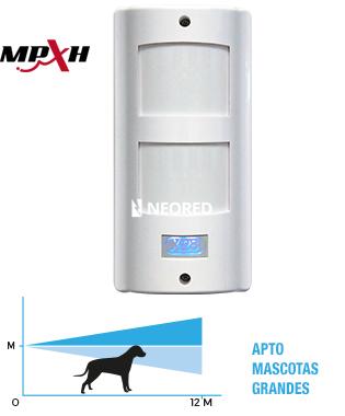 [XVOMX51-MPXH] Detector infrarrojo exterior. Doble sensor infrarrojo. Totalmente resistente a la intemperie. Tecnología MPXH. Compensación térmica inteligente. Led indicador de detección y conteo de pulsos. Dispositivo antisabotaje. Montaje en superficies planas o esquinas. Ángulo de cobertura 90°. Apto mascotas grandes.