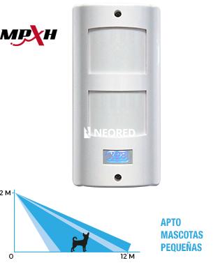 [XVOMX52-MPXH] Detector infrarrojo exterior. Doble sensor infrarrojo. Totalmente resistente a la intemperie. Tecnología MPXH. Compensación térmica inteligente. Led indicador de detección y conteo de pulsos. Dispositivo antisabotaje. Montaje en superficies planas o esquinas. Ángulo de cobertura 90°. Apto mascotas pequeñas.