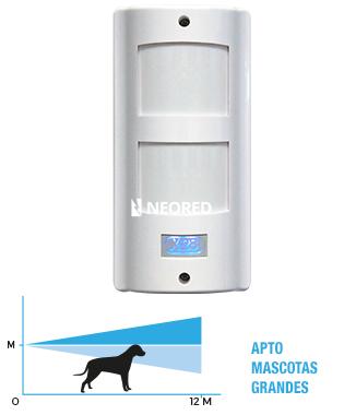 [XVOMX51-W] Detector infrarrojo exterior inalámbrico. Doble sensor infrarrojo. Tecnología inalámbrica. Totalmente resistente a la intemperie. Compensación térmica inteligente. Led indicador de detección y conteo de pulsos. Dispositivo antisabotaje. Montaje en superficies planas o esquinas. Ángulo de cobertura 90°. Apto mascotas grandes.