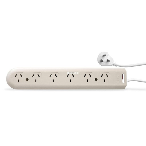 [KALKS50479] Prolongador múltiple color 6 tomacorrientes con llave térmica luminosa 1,5 m. Color: Gris