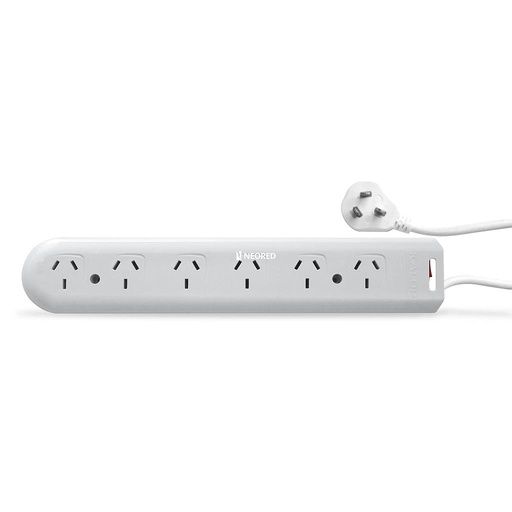 [KALKS50481] Prolongador múltiple color 6 tomacorrientes con llave térmica luminosa 1,5 m. Color: Negro