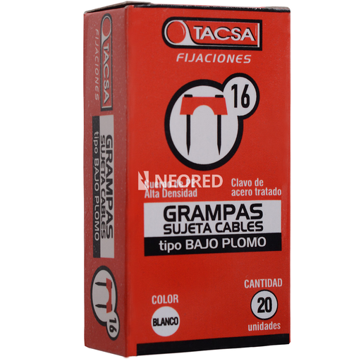 [TACPTGRAM16B] Grampas de polietileno de alta densidad para cable plomo Nº16 x estuche de 20 unidades