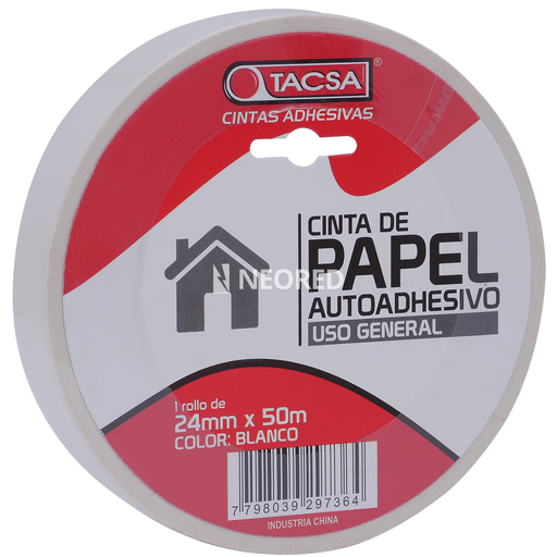 [TACPTTACSA758B] Cinta de papel blanco - 24mm x 50m