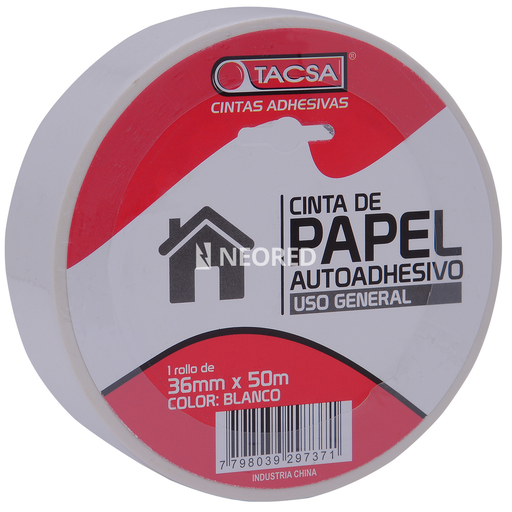 [TACPTTACSA759B] Cinta de papel blanco - 36mm x 50m